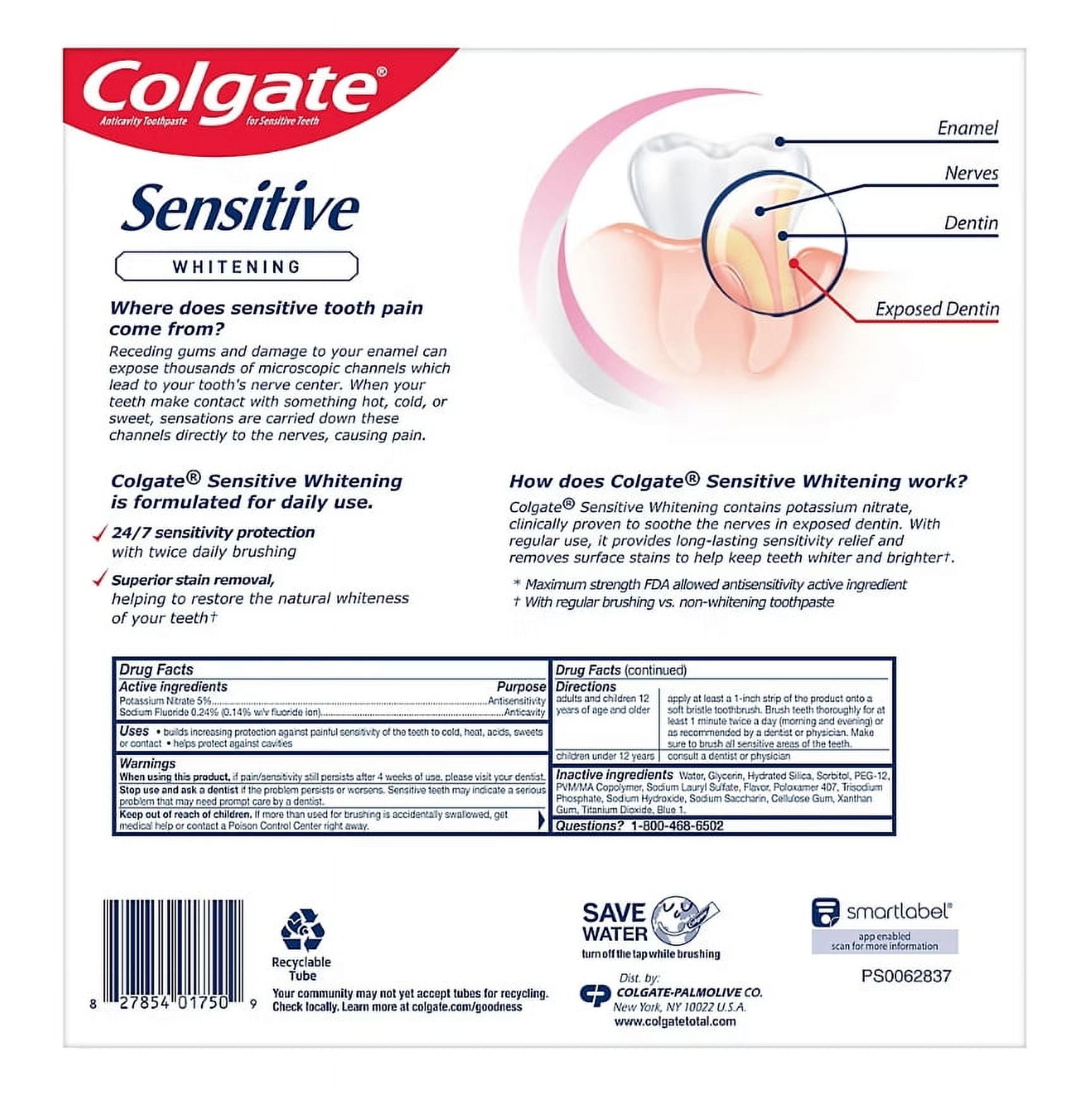 Colgate Sensitive Whitening Toothpaste, 4 pk./6.0 oz.