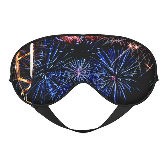 Fuzoiu Glasses And Fireworks Print Sleep Masks,Eye Masks with Adjustable Strap for Sleeping,Night Eye Shade for Women Men,Eye Cover for Full Night's Sleep, Travel and Nap
