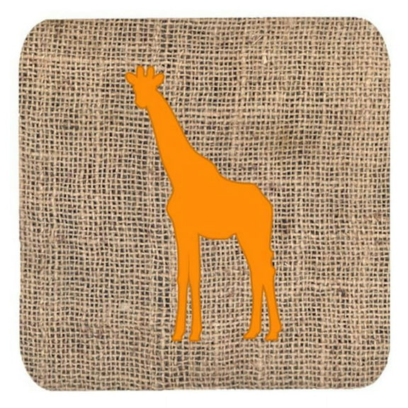 Giraffe Burlap And Orange Foam Coasters - Set 4, 3.5 x 3.5 In.