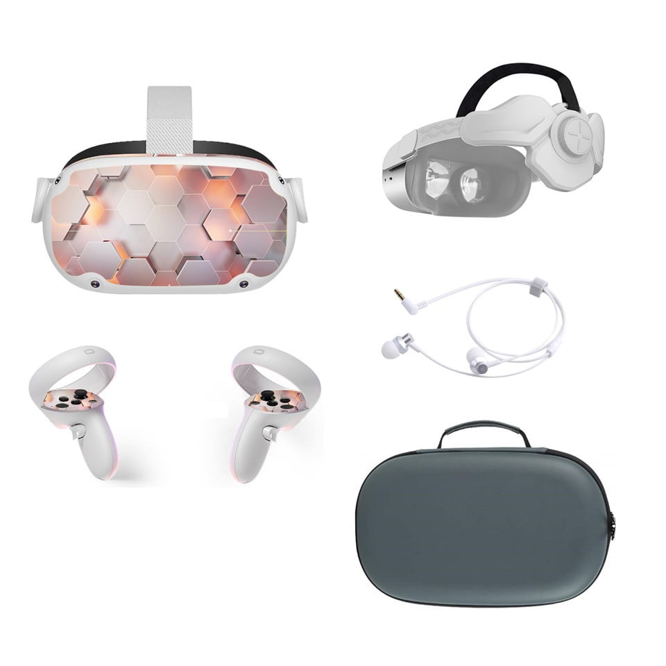 2022 Oculus Quest 2 All-In-One VR Headset, Touch Controllers, 256GB SSD,  1832x1920 up to 90 Hz Refresh Rate LCD, 3D Audio, Mytrix Head Strap,  Carrying 