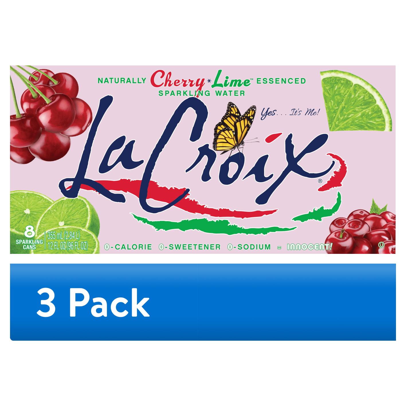 (3 pack) LaCroix Cherry Lime, Sparkling Water, 8 Pack, 12 oz Cans