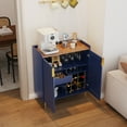 thumbnail image 3 of Modern Mini Bar Cabinet for Home - Coffee Station & Liquor Storage with Drawer, Blue, 3 of 8