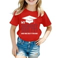 thumbnail image 4 of MIXUE Girls Tops & T-Shirts Kids Summer Preschool Graduation Letter Print Round Neck Short Sleeve Loose Casual T Shirts Activewear,Red,8-9 Years, 4 of 4