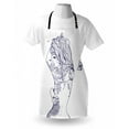 thumbnail image 3 of Tattoo Apron Sexy Woman with Floral Butterfly Beauty Leaves Botanical Figures on Her Back, Unisex Kitchen Bib Apron with Adjustable Neck for Cooking Baking Gardening, Dark Purple White, by Ambesonne, 3 of 3