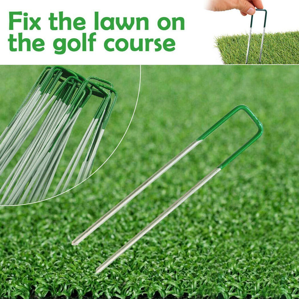 200pcs Grass Pegs Lawn Turf Weed Mat U Pins Stakes Steel Staples Anchor Lawn Sod 