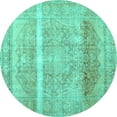 thumbnail image 1 of Ahgly Company Indoor Round Abstract Turquoise Blue Contemporary Area Rugs, 3' Round, 1 of 4