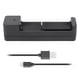 thumbnail image 1 of Batería Negra PC Adaptador De Cargador De Batería USB De Ranura única Universal Carga Inteligente LED Para Celda De Iones De Litio 26650 14500, 1 of 7
