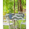 thumbnail image 3 of Outdoor Tablecloth with Umbrella Hole and Zipper 60R Sage Green Ripples Stripes Table Cover for Round Tables Waterproof Tabletop Collection for Patio Garden Picnic Camping, 3 of 6