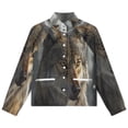 thumbnail image 4 of Jackets for Women Winter Coat Jackets Flannel Stand Collar Jacket(Wolf in Winter Forest,Size:S-4XL), 4 of 7
