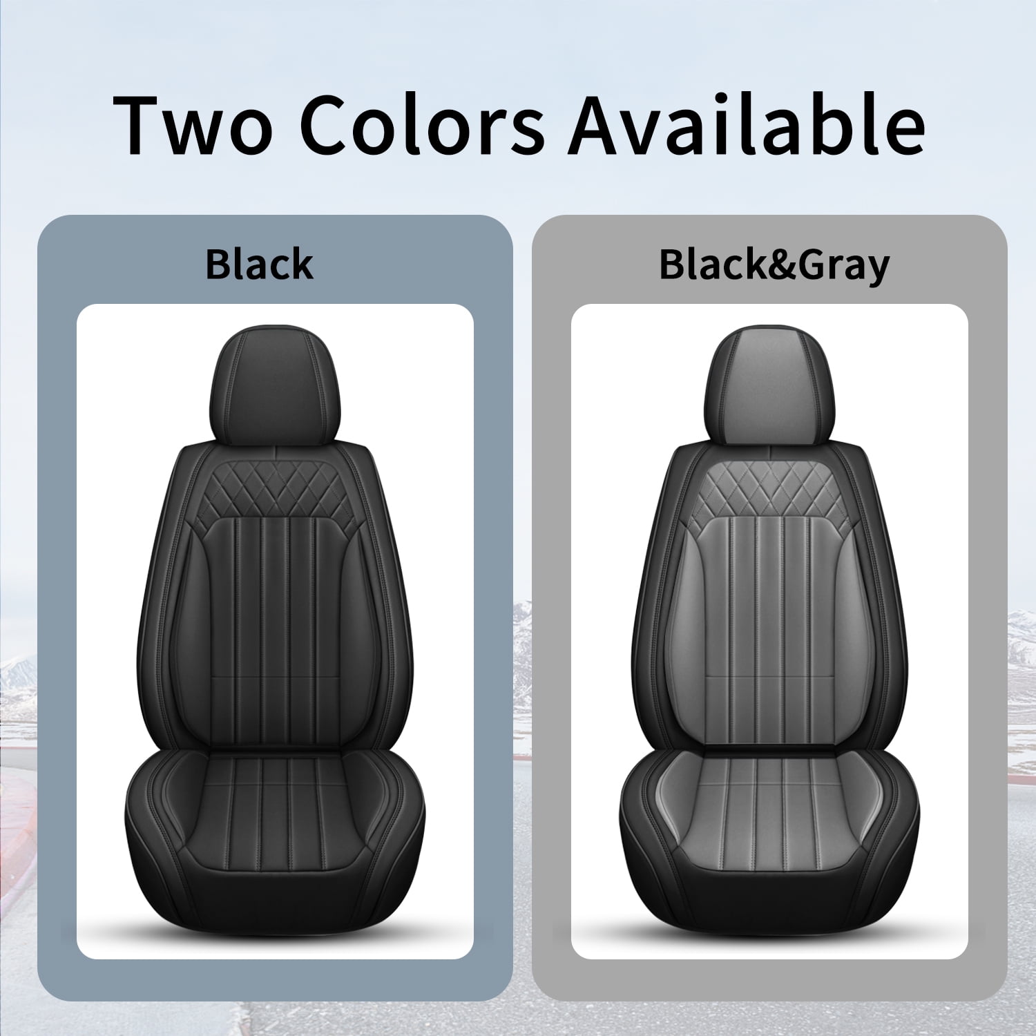 DIKSOAKR Car Seat Covers Fit for Toyota Camry 2012-2025 Full Set Leather Seat Cushion Airbag Compatible Easy to Install(2 Seats,Black&Grey)