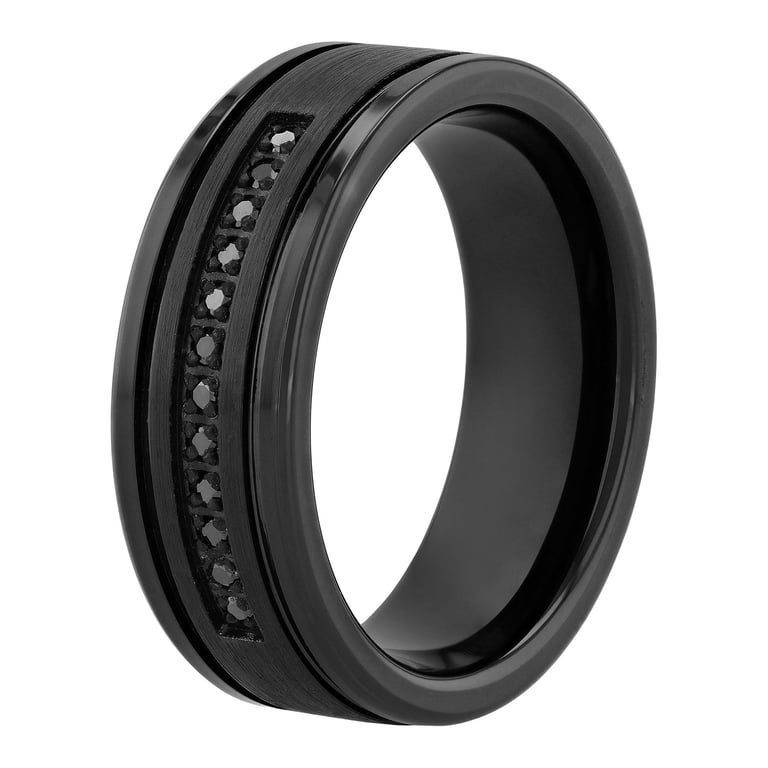 Brilliance Fine Jewelry Men's Black Diamond Tungsten Wedding Band photo 3