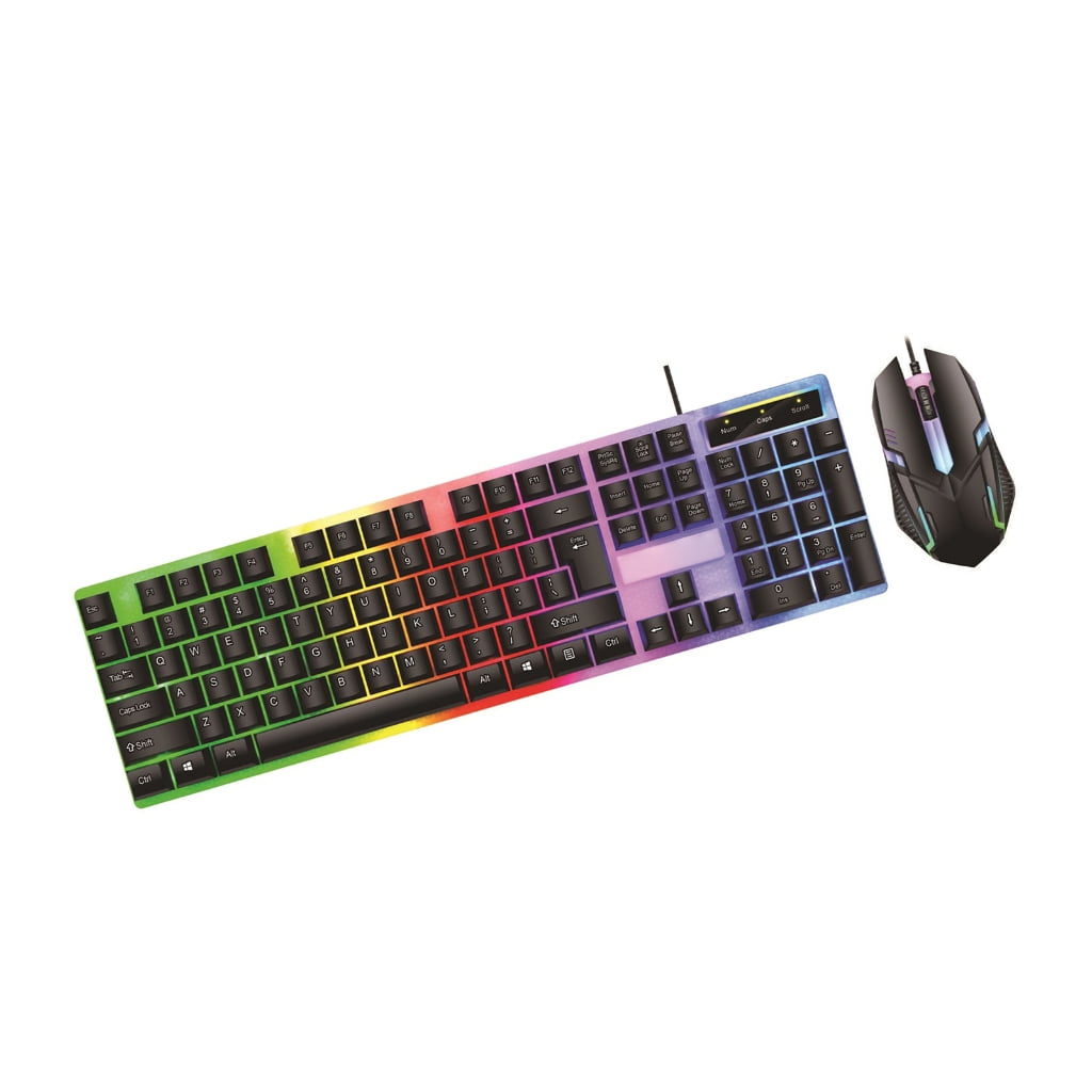 USB Cord 104Key RGBs Illuminated Keyboards Mouse Combo With Suspended Keycaps And Mechanical Feel For PC Laptop
