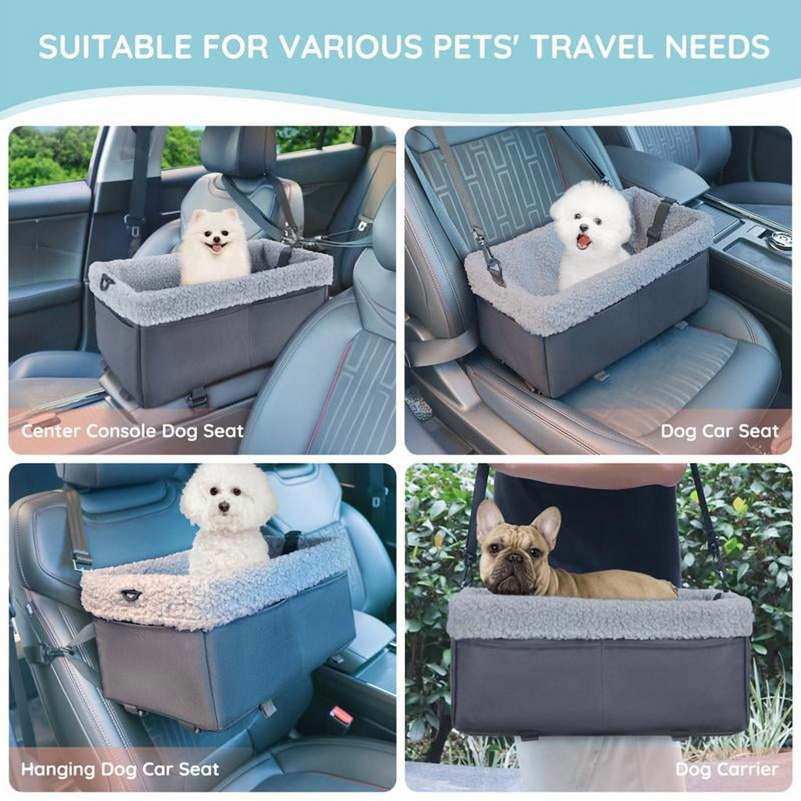 Dog Car Seat for Small Dogs, Center Console Dog Car Seat with Soft Cushion, Black Cat Car Seat