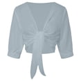thumbnail image 5 of TGPMGRZ Womens 3/4 Sleeve Sheer Shrug Cardigan Lightweight Mesh Knit Dressy Casual Cover Up, Grey, Size XL, 5 of 6