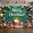 thumbnail image 4 of Green Theme Christmas Banner Festive Design Merry Christmas Banner Red Ornaments Gold Stars Xmas Banner for Christmas Party Holiday Celebration Indoor Decoration, 4 of 9