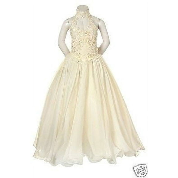 New Teen Girls Pageant Wedding Flower Girl Ivory Formal Party Dress 5 6 7 12 14