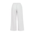 thumbnail image 4 of Women's Wool Wide-Leg Sweatpants with Internal Drawstring High Waist - Winter Warm Straight-Cut Sports Pants with Pockets for Comfortable Athletic and Casual Wear,White,M, 4 of 4