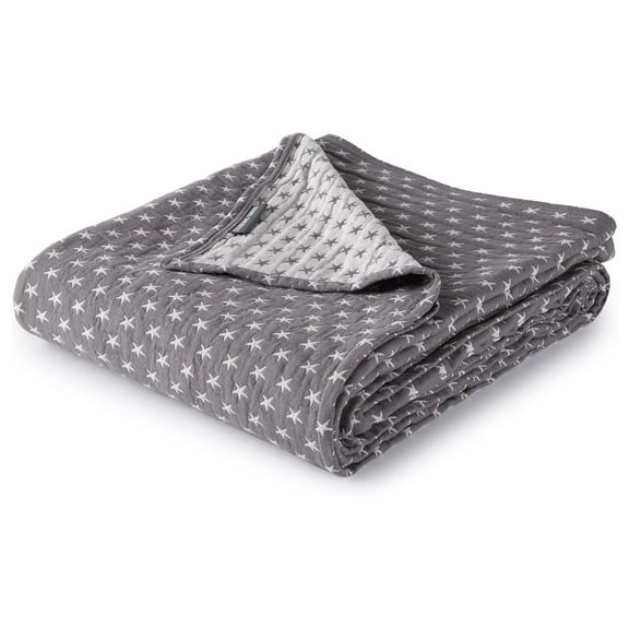 Dawson Star Muslin Blanket Queen Three Layers Lightweight Breathable Cotton Gauzy Blanket for Adults, All Season (Queen, Gray)