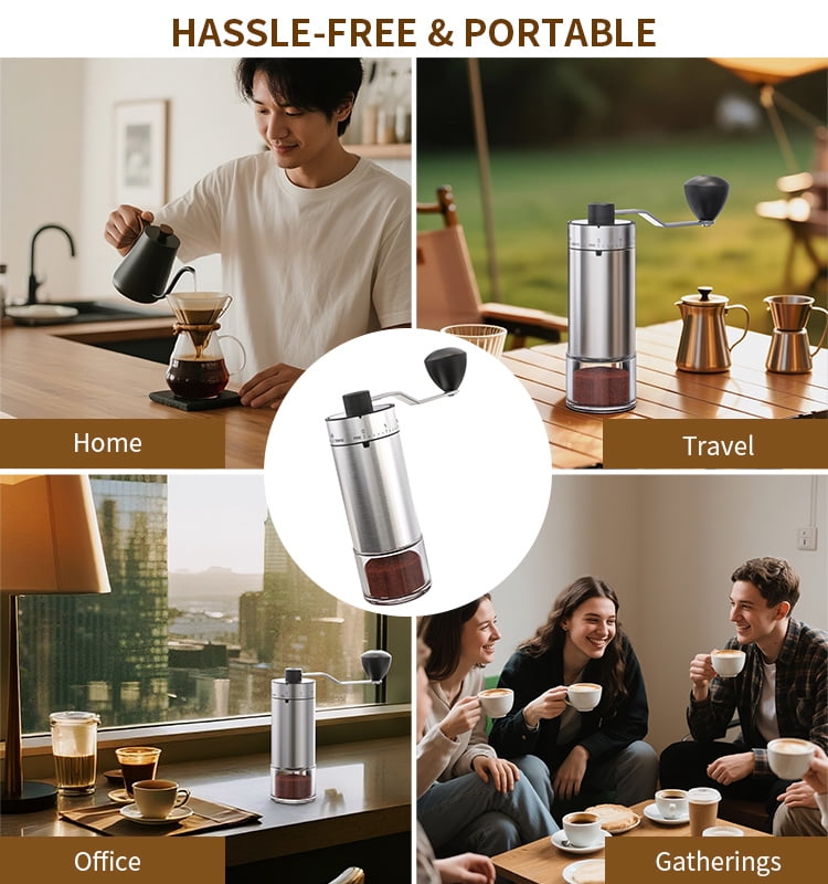 MSAS Manual Coffee Grinder – 40 External Adjustable Settings Ceramic Burr, Portable Stainless Steel Hand Mill for Travel & Espresso