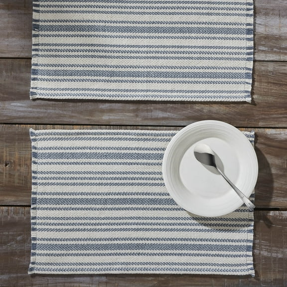 VHC Brands Placemat 13x19 Set of 2, Cotton Dining Room, Kitchen Placemat, Dining Table Placemats, Place Mat, Finders Keepers Collection, Rectangle 13x19, Soft White