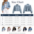 thumbnail image 6 of Denim Jacket for Women Women's Puff Sleeve Cropped Denim Jacket Stand Collar Button Front Loose Fitting Short Jean Outerwear Light Blue M, 6 of 10