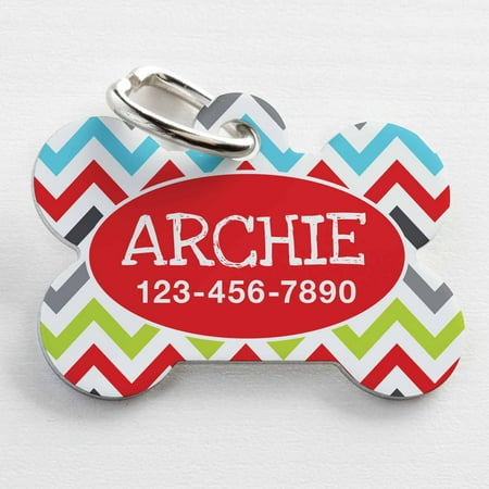 Personalized Pet Tag, Red Chevron