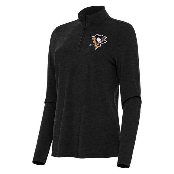 Women's Antigua Heather Black Pittsburgh Penguins Bright Quarter-Zip Top