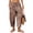 6# Light Brown, variant on Plaid Barrel Pants for Women Cotton Linen Blend Cropped Palazzo Trousers Elastic Drawstring Waist Harem Pants with Pockets for Summer Beach Vacation Light Brown S