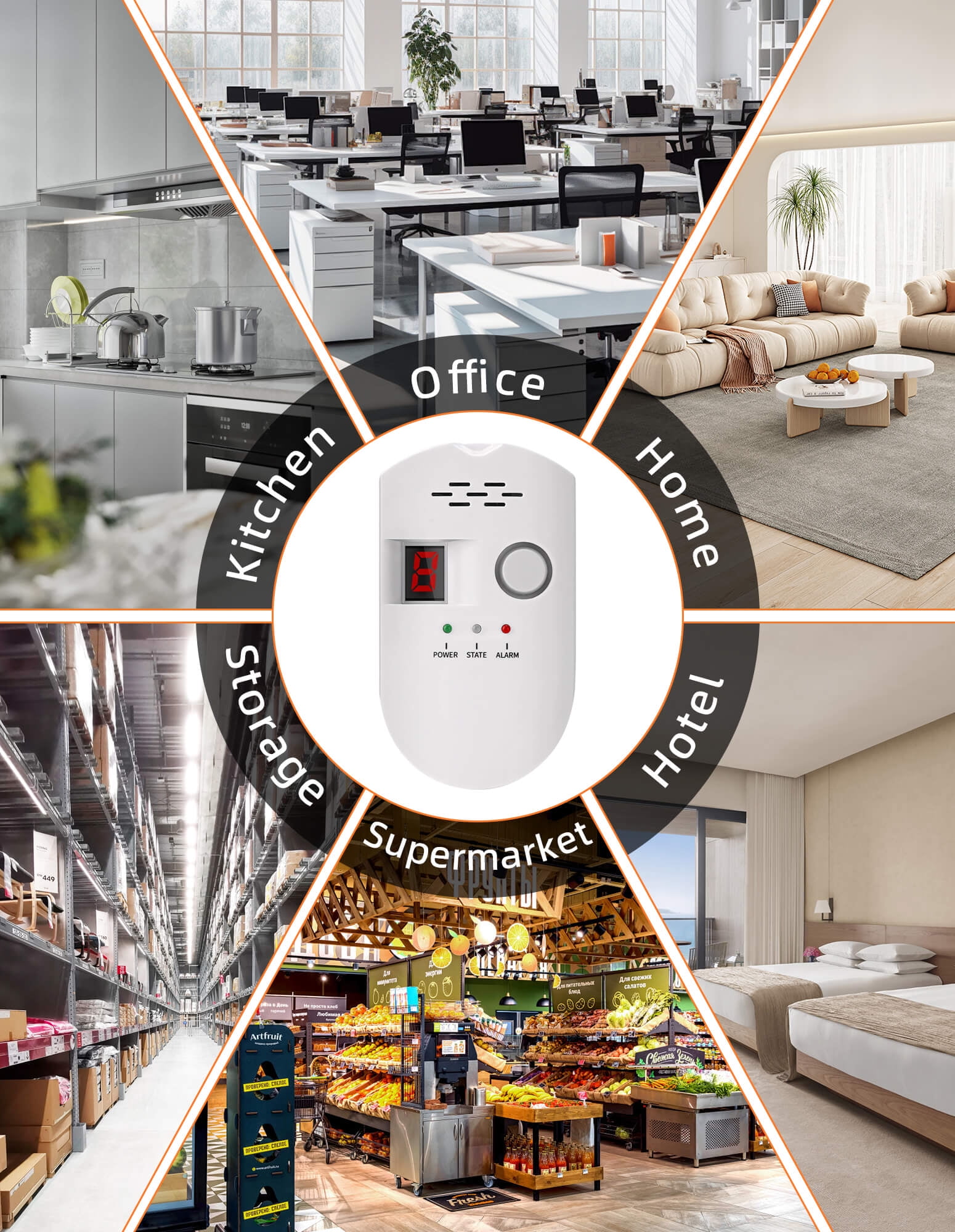 Fixdono Natural Gas Detector, Digital Sound Warning Gas Detector, Natural Gas Leak Security Detection Detector, Alarm Monitor Plug-in Sensor for Home Kitchen Restaurant Hotel School Warehouse