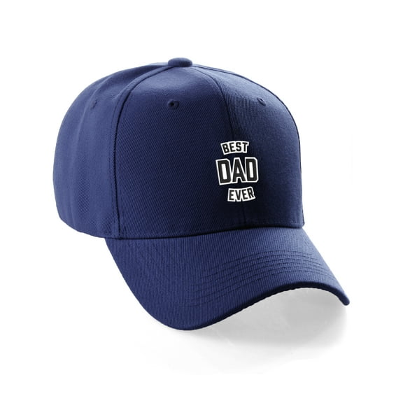 Daxton Best Dad Ever Curve Visor Bill Baseball Hat Cap, Navy Hat