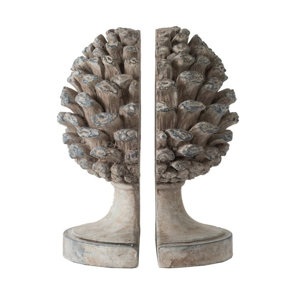 A&B Home Pine Cone Bookend - 2-Piece - Gray Finish