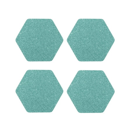 

Tebeau Teal Green Glitter Print Set of 4 Leather Drink Coasters Round Cup Mat Pad for Home and Kitchen Use 4 -Hexagon