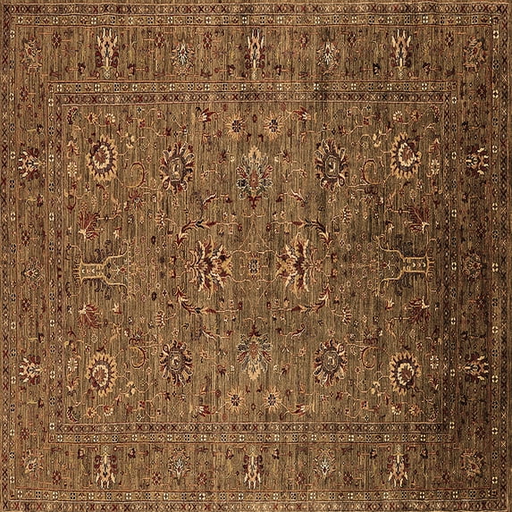 Ahgly Company Indoor Square Oriental Brown Industrial Area Rugs, 4' Square