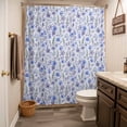 thumbnail image 3 of Blue Wildflowers Shower Curtain - Water Repellent Fabric Shower Curtains Washable, Chic Floral Classic Botanical Decorative Polyester Cloth Bathroom Curtains Modern Bath Decor 36"x72", 3 of 8