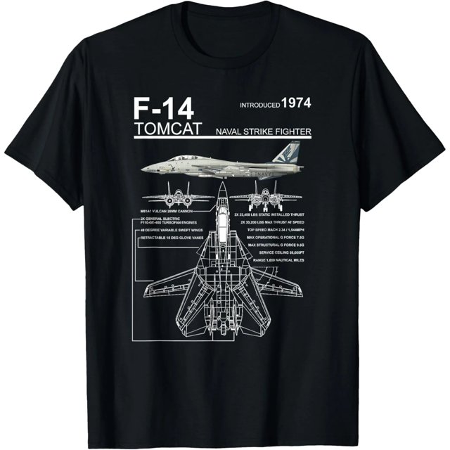 Playera de Mujer con Diseño de Diagrama del Jet de Combate F-14 Tomcat de la Marina - Cuello Redondo, Manga Corta, Estampado Divertido, Regalo Ideal