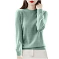 thumbnail image 3 of Jinhomg Oversized Crewneck Sweater Tops Women Long Sleeve Fuzzy Knit Casual Blouse Chunky Warm Fall Pullover Sweaters Mint Green,XL, 3 of 4