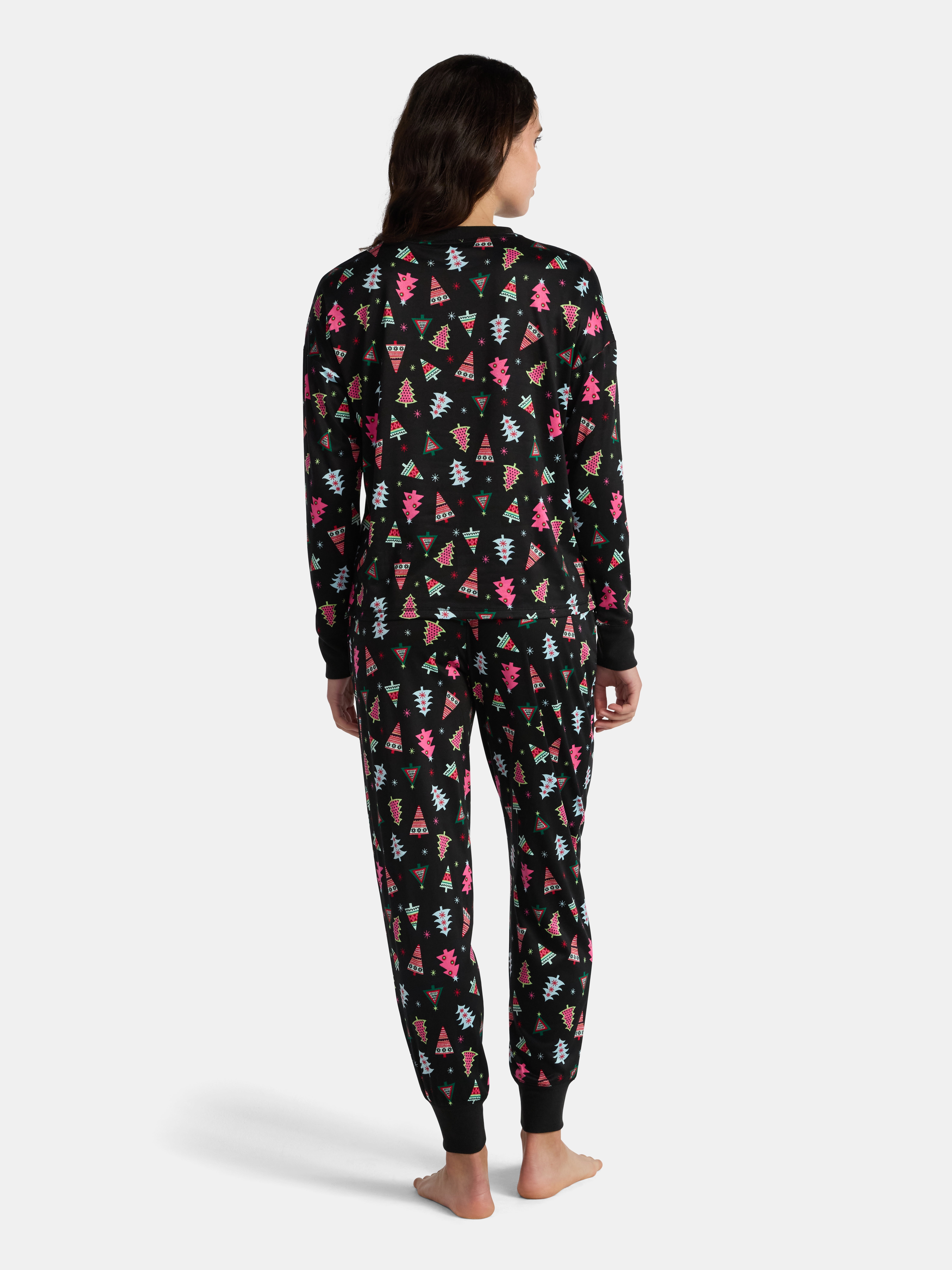 Holiday Time Women's Long Sleeve Crew Neck Sleep Top and Jogger Pants Pajama Set, 2-Piece, Sizes S-3X