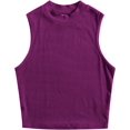 thumbnail image 1 of dusa Women's Basic Sleeveless Mock Neck Rib Knit Tank Crop Top Purple Large, 1 of 1