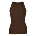 thumbnail image 4 of Mohiass Womens Sleeveless Racerback High Neck Casual Basic Cotton Ribbed Fitted Tank Top Coffee 2XL, 4 of 6