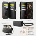 thumbnail image 2 of Funda Billetera para iPhone 16e – Funda para Teléfono de Cuero PU con Bloqueo RFID con Tarjetero, Bolsillo con Cremallera, Pata de Cabra, Cierre Magnético, Correa para el Hombro y la Muñeca, 2 of 9