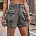 thumbnail image 4 of Vedolay Womens Shorts for Summer Womens Comfy Drawstring Casual Elastic Waist Pocketed Loose Fit Shorts Plus Size,Gray S, 4 of 5