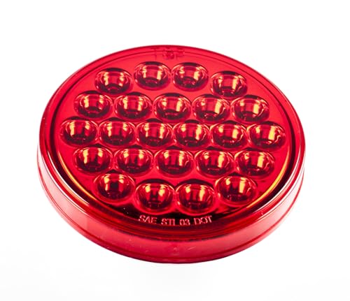 4" Round Trailer 24 LED Stop Turn Tail Signal Brake Marker Lights 6x Red Kit