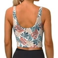 thumbnail image 3 of Haiem Tropical Leaves Pattern Womens Sports Bra - U Neck Padded Low Impact Yoga Bra Workout Crop Top Gym Moisture-Wicking Workout Vest -X-Large, 3 of 9