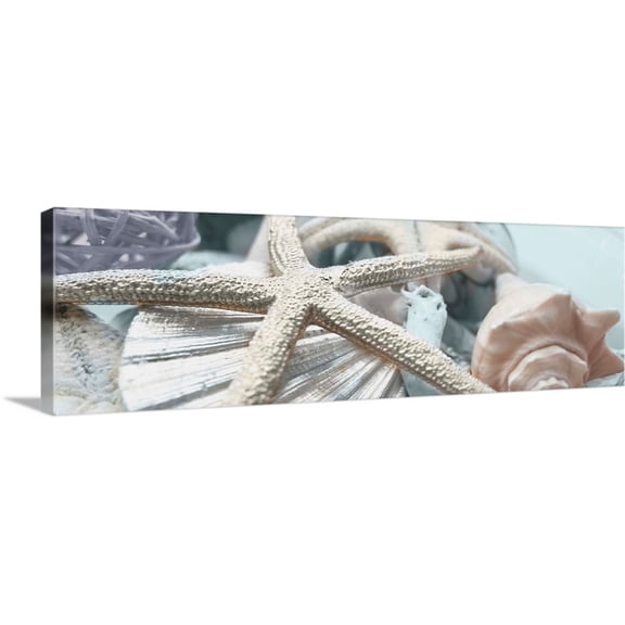 Great BIG Canvas | "Gold Seashells I" Canvas Wall Art - 36x12