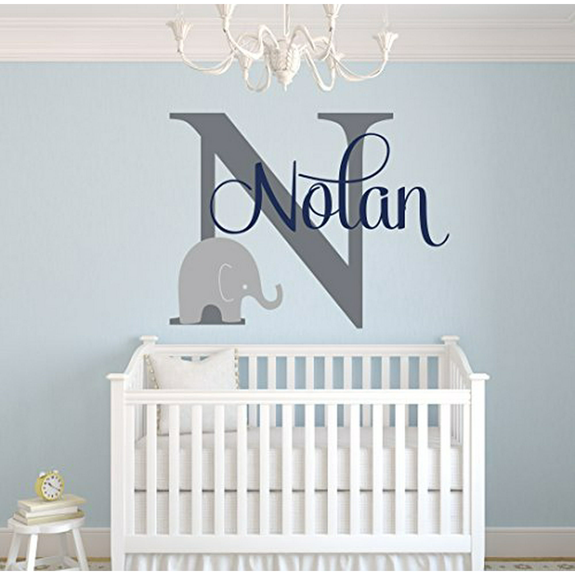 Custom Elephant Name Wall Decal for Boys Baby Boys Room Decor Nursery Wall Decals Elephant Wall Art 30Wx22H Walmart
