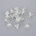 thumbnail image 3 of 100pc Flower Rack Plating Brass Filigree Bead Cap Bails 7-Petal Silver Color Plated 8x8mm Hole: 3mm, 3 of 4