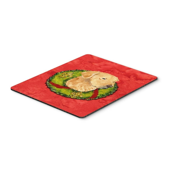 "Golden Retriever Cristmas Wreath Mouse Pad Hot Pad or Trivet"