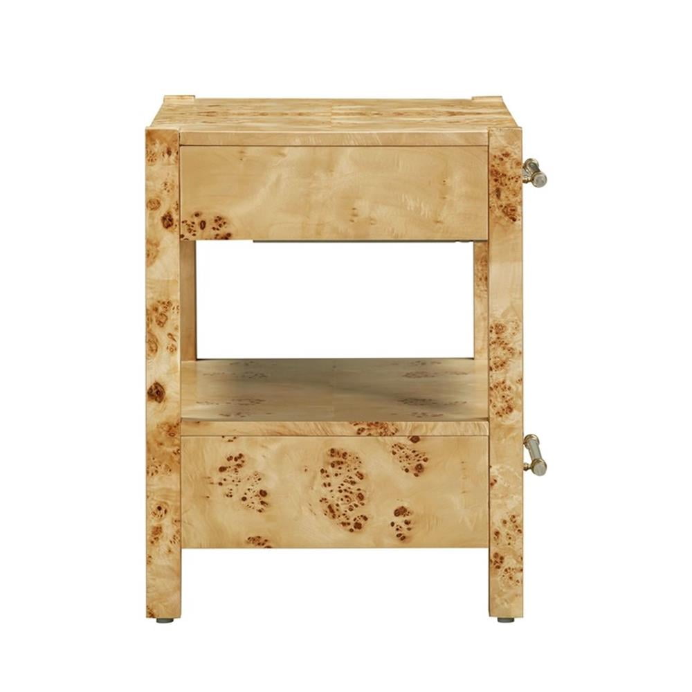 Maklaine Engineered Wood Natural Brown Nightstand Rectangular Unassembled