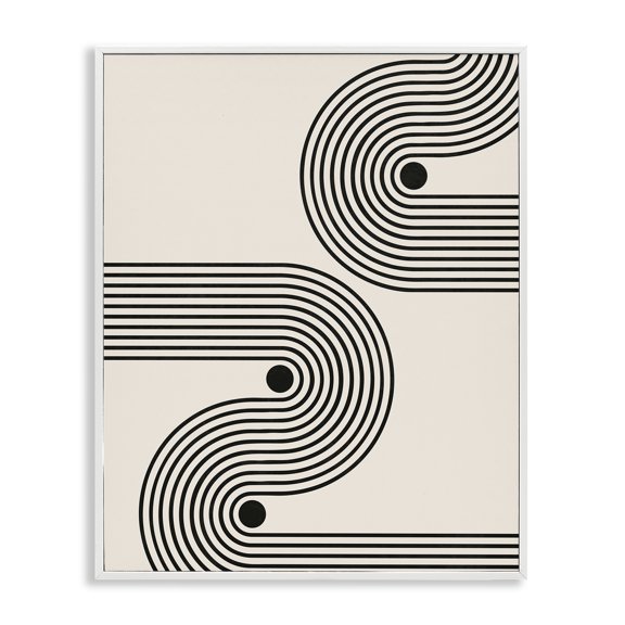 Stupell Industries Modern Modern Black & Beige Wave White Framed Giclee Art, 16 x 20, by LivinLi