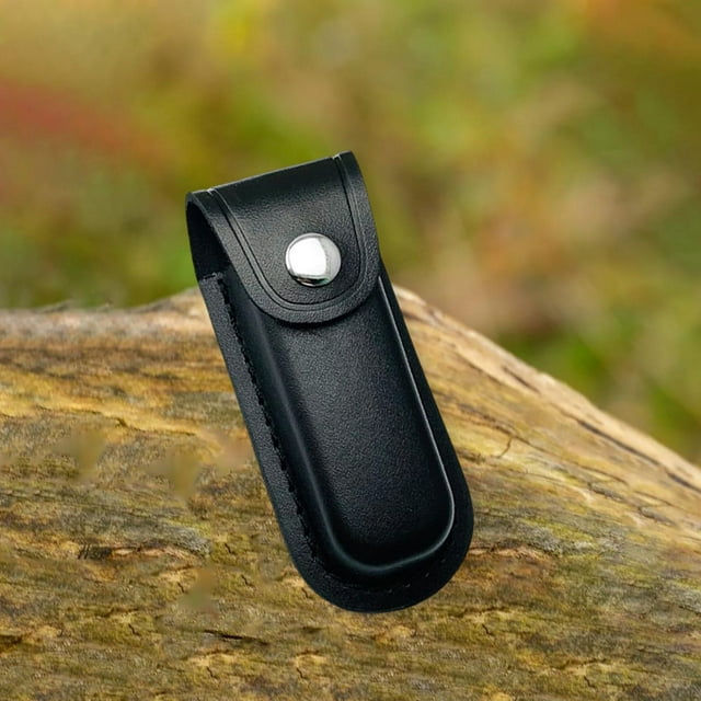 Cuchillos plegables de material cuero Funda de Portátil Clásica para cuchillo de bolsillo Cuchillo pequeño de de cinturón Bolsa de camping a Negro shamjiam Funda de caza